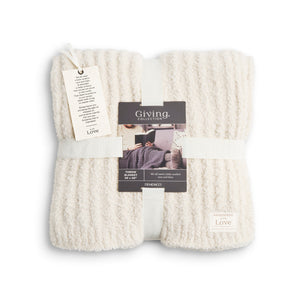 Giving Collection-Cream Ribbed Throw Blanket
